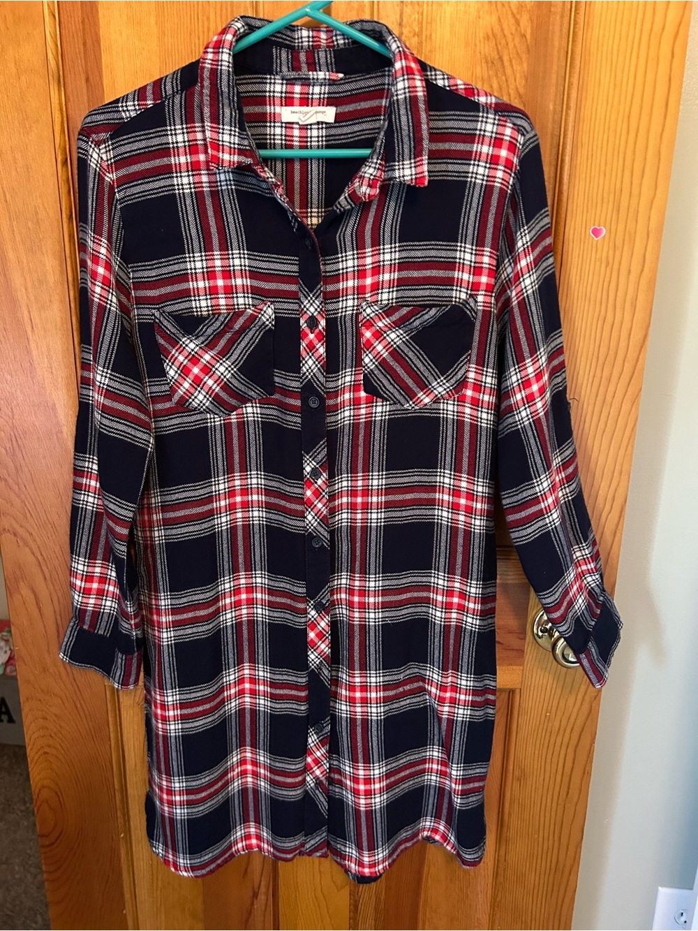 beachlunchlounge Navy Red White Plaid Shirt